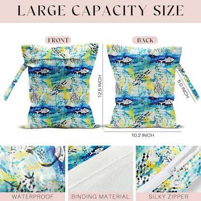Wet Bag for Swimsuit, Beach Travel Essentials Wet Dry Bag, for Sunscreen Toiletry Dirty Clothes Yoga Gym Diaper, Friends Summer Beach Vacation Gifts. Colorful palm trees