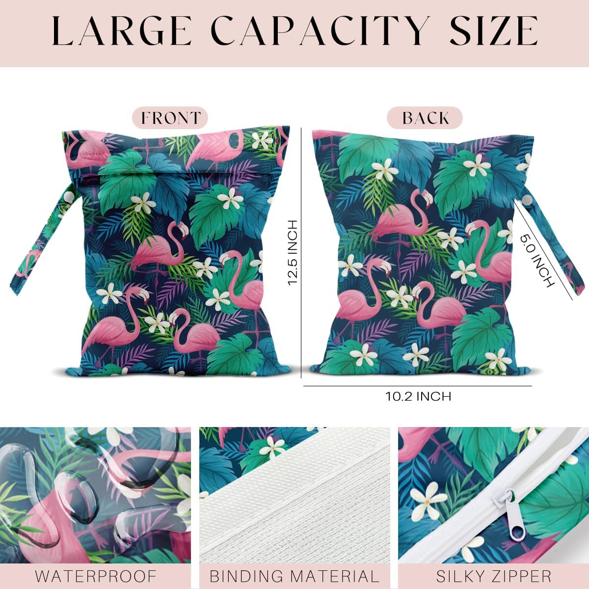 Wet Bag for Swimsuit, Beach Travel Essentials Wet Dry Bag, for Sunscreen Toiletry Dirty Clothes Yoga Gym Diaper, Friends Summer Beach Vacation Gifts. Colorful palm trees