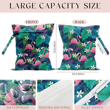 Wet Bag for Swimsuit, Beach Travel Essentials Wet Dry Bag, for Sunscreen Toiletry Dirty Clothes Yoga Gym Diaper, Friends Summer Beach Vacation Gifts. Colorful palm trees