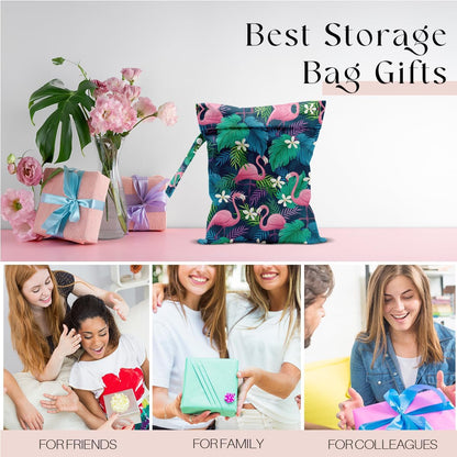 Wet Bag for Swimsuit, Beach Travel Essentials Wet Dry Bag, for Sunscreen Toiletry Dirty Clothes Yoga Gym Diaper, Friends Summer Beach Vacation Gifts. Colorful palm trees