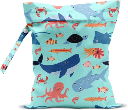 Wet Bag for Swimsuit, Beach Travel Essentials Wet Dry Bag, for Sunscreen Toiletry Dirty Clothes Yoga Gym Diaper, Friends Summer Beach Vacation Gifts. Colorful palm trees