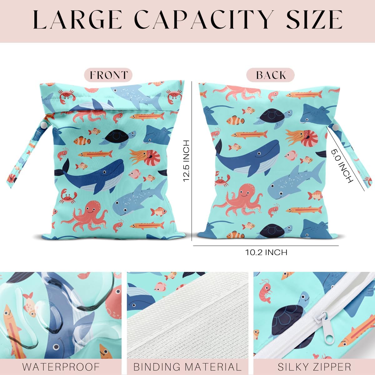 Wet Bag for Swimsuit, Beach Travel Essentials Wet Dry Bag, for Sunscreen Toiletry Dirty Clothes Yoga Gym Diaper, Friends Summer Beach Vacation Gifts. Colorful palm trees