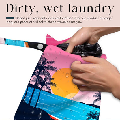 Wet Bag for Swimsuit, Beach Travel Essentials Wet Dry Bag, for Sunscreen Toiletry Dirty Clothes Yoga Gym Diaper, Friends Summer Beach Vacation Gifts. Colorful palm trees