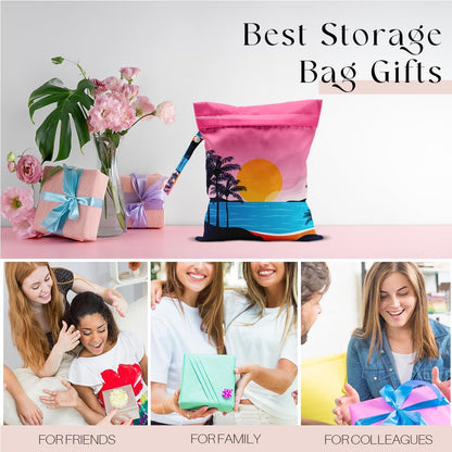 Wet Bag for Swimsuit, Beach Travel Essentials Wet Dry Bag, for Sunscreen Toiletry Dirty Clothes Yoga Gym Diaper, Friends Summer Beach Vacation Gifts. Colorful palm trees