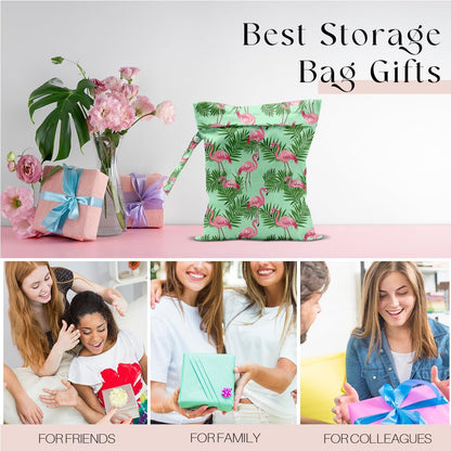 Wet Bag for Swimsuit, Beach Travel Essentials Wet Dry Bag, for Sunscreen Toiletry Dirty Clothes Yoga Gym Diaper, Friends Summer Beach Vacation Gifts. Colorful palm trees