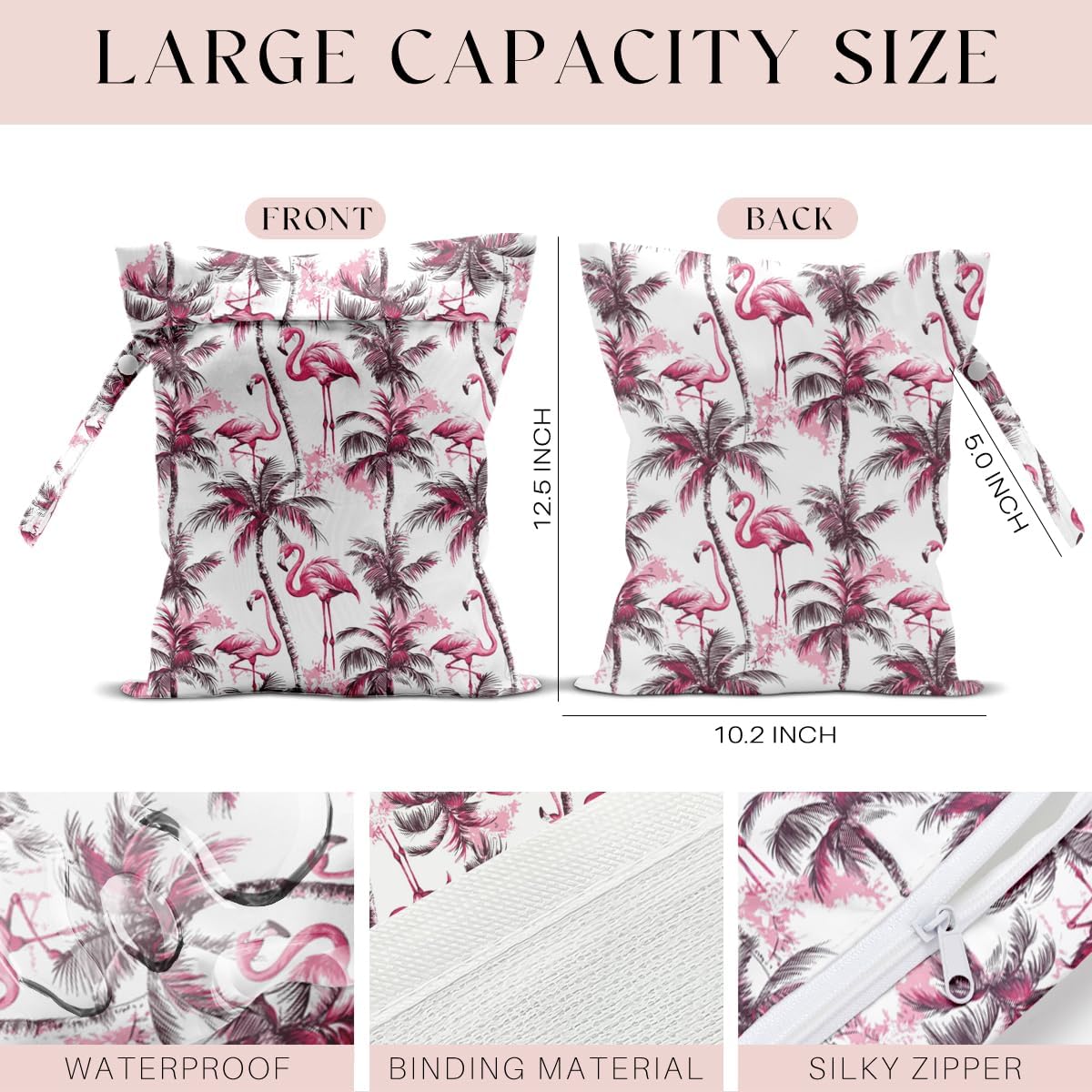 Wet Bag for Swimsuit, Beach Travel Essentials Wet Dry Bag, for Sunscreen Toiletry Dirty Clothes Yoga Gym Diaper, Friends Summer Beach Vacation Gifts. Colorful palm trees