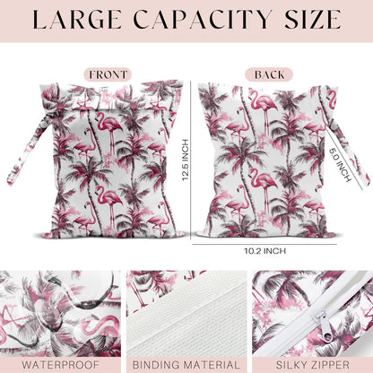 Wet Bag for Swimsuit, Beach Travel Essentials Wet Dry Bag, for Sunscreen Toiletry Dirty Clothes Yoga Gym Diaper, Friends Summer Beach Vacation Gifts. Colorful palm trees