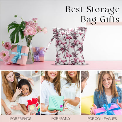 Wet Bag for Swimsuit, Beach Travel Essentials Wet Dry Bag, for Sunscreen Toiletry Dirty Clothes Yoga Gym Diaper, Friends Summer Beach Vacation Gifts. Colorful palm trees
