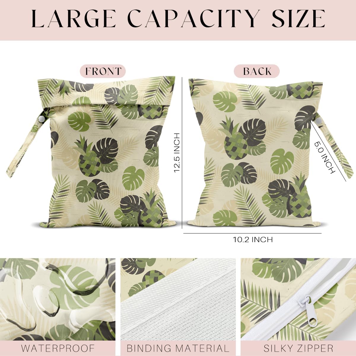 Wet Bag for Swimsuit, Beach Travel Essentials Wet Dry Bag, for Sunscreen Toiletry Dirty Clothes Yoga Gym Diaper, Friends Summer Beach Vacation Gifts. Colorful palm trees