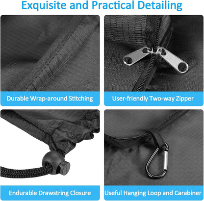 Travel Laundry Bags with Drawstring Closure XL Large with Handle | Foldable Dirty Clothes bags Heavy Duty and Washable for College Dorm Travelling Camping, 2 Pack, Black & Beige