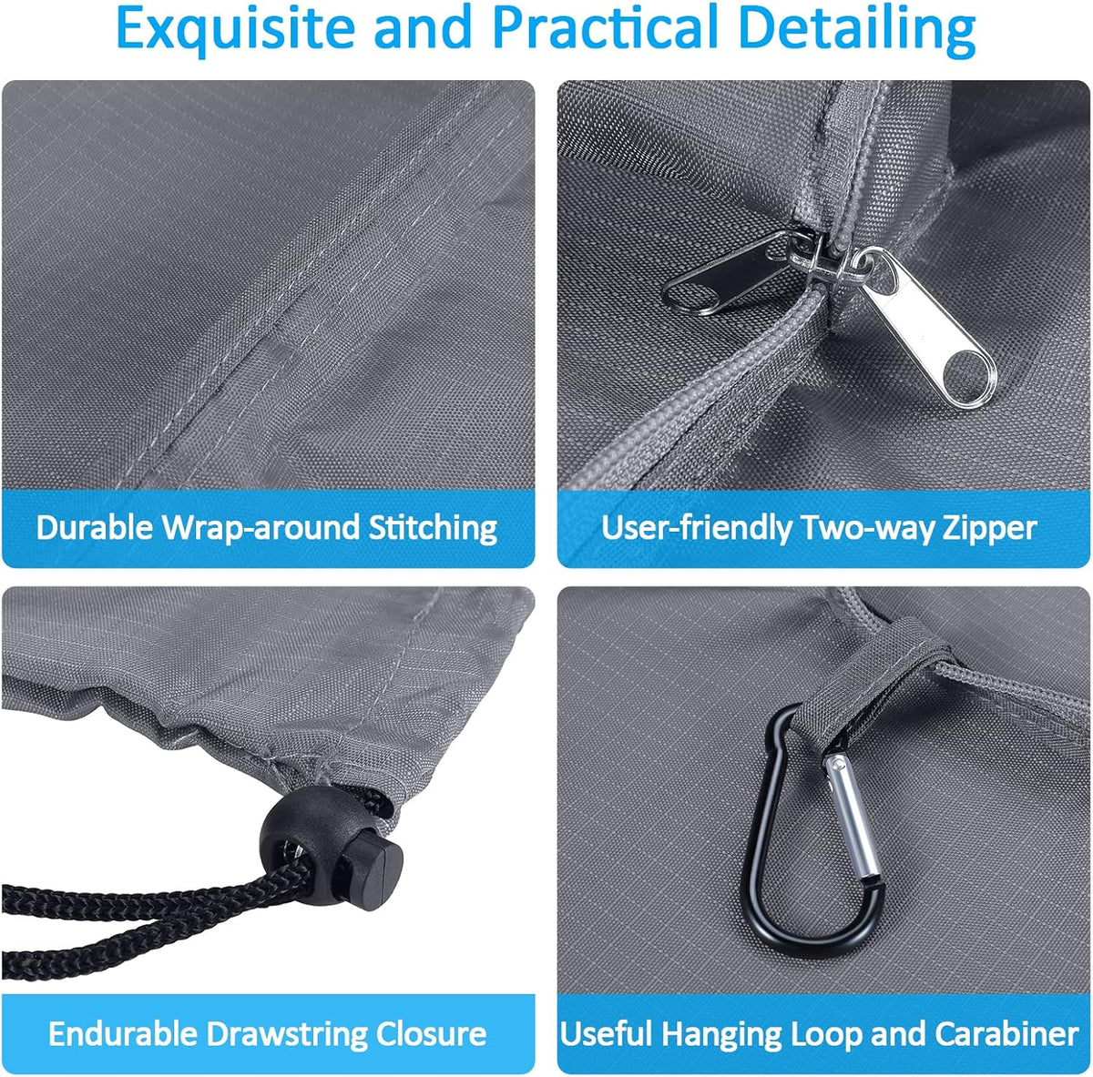 Travel Laundry Bags with Drawstring Closure XL Large with Handle | Foldable Dirty Clothes bags Heavy Duty and Washable for College Dorm Travelling Camping, 2 Pack, Black & Beige