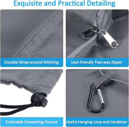 Travel Laundry Bags with Drawstring Closure XL Large with Handle | Foldable Dirty Clothes bags Heavy Duty and Washable for College Dorm Travelling Camping, 2 Pack, Black & Beige