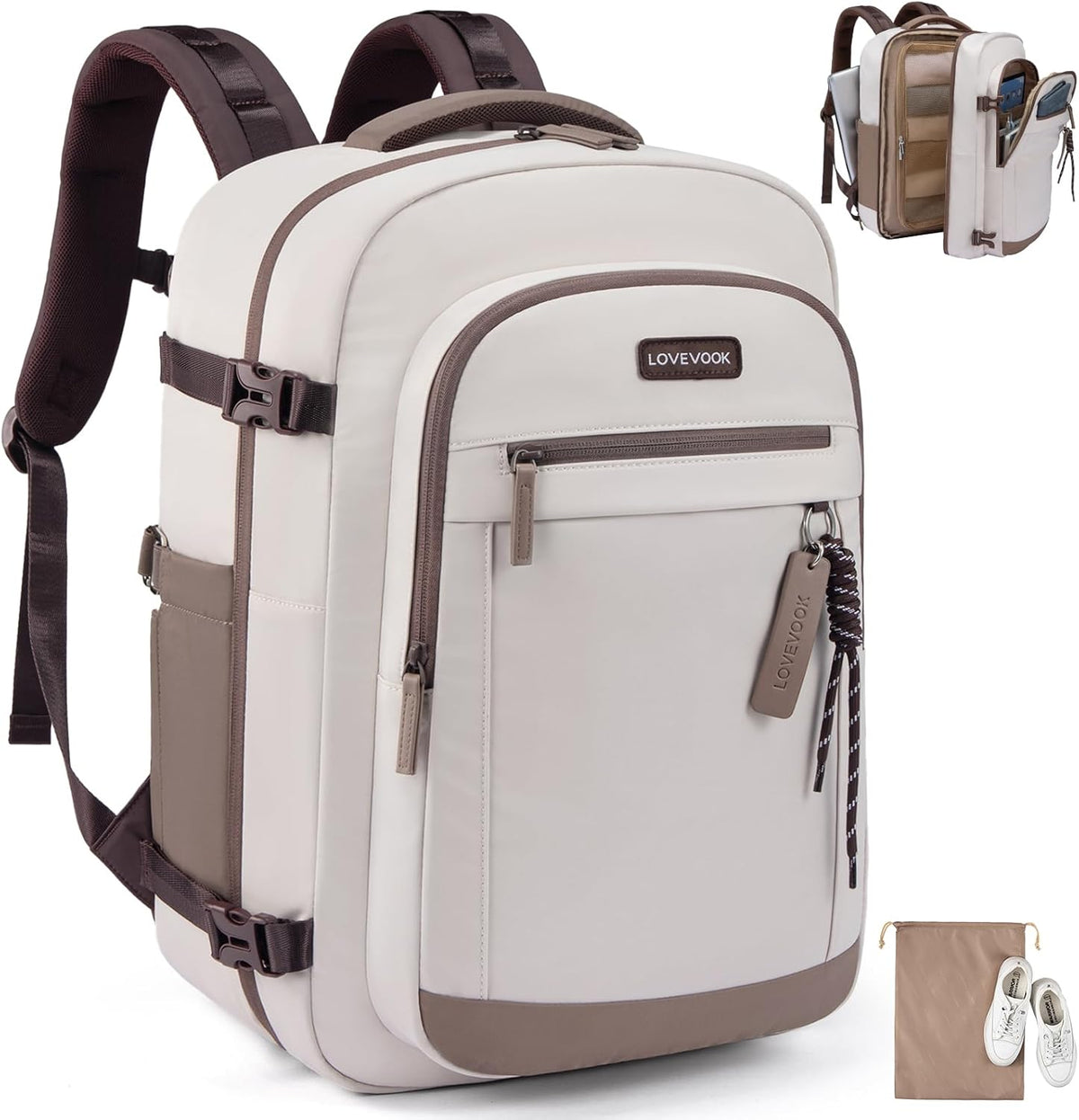 40L Travel Backpack for Women & Men, Airline Approved Carry On Luggage, TSA Personal Item Bag fits 15.6 Inch Laptop, Waterproof Weekender Overnight Suitcase for Work, Green