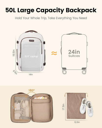 40L Travel Backpack for Women & Men, Airline Approved Carry On Luggage, TSA Personal Item Bag fits 15.6 Inch Laptop, Waterproof Weekender Overnight Suitcase for Work, Green
