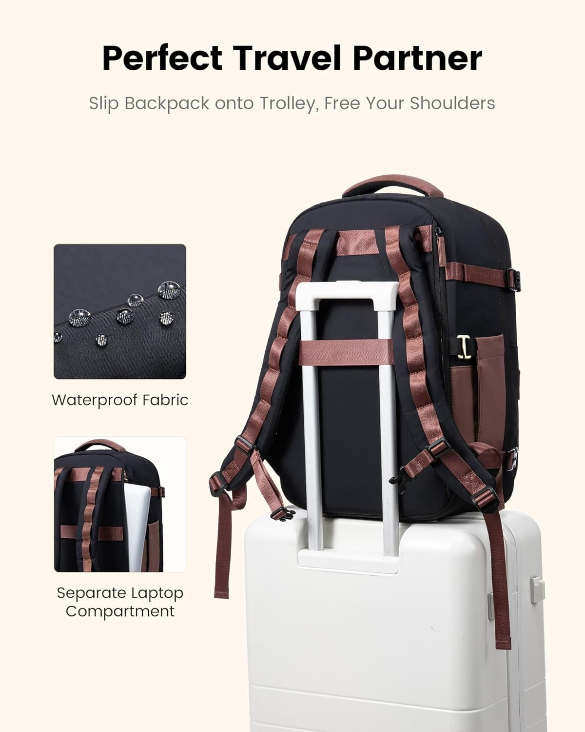 40L Travel Backpack for Women & Men, Airline Approved Carry On Luggage, TSA Personal Item Bag fits 15.6 Inch Laptop, Waterproof Weekender Overnight Suitcase for Work, Green