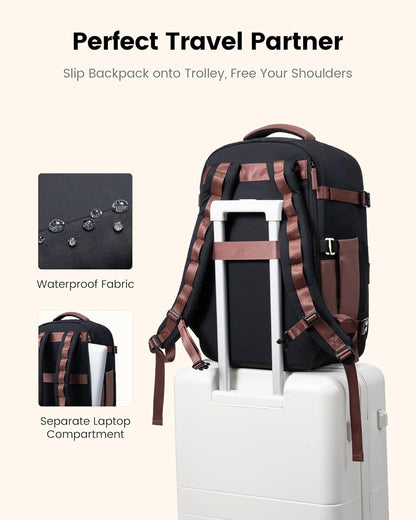 40L Travel Backpack for Women & Men, Airline Approved Carry On Luggage, TSA Personal Item Bag fits 15.6 Inch Laptop, Waterproof Weekender Overnight Suitcase for Work, Green