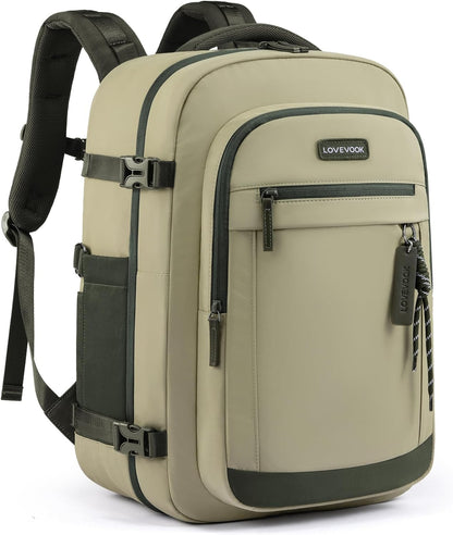 40L Travel Backpack for Women & Men, Airline Approved Carry On Luggage, TSA Personal Item Bag fits 15.6 Inch Laptop, Waterproof Weekender Overnight Suitcase for Work, Green