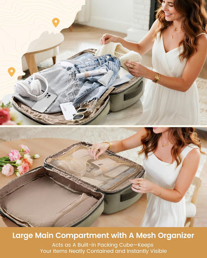 40L Travel Backpack for Women & Men, Airline Approved Carry On Luggage, TSA Personal Item Bag fits 15.6 Inch Laptop, Waterproof Weekender Overnight Suitcase for Work, Green