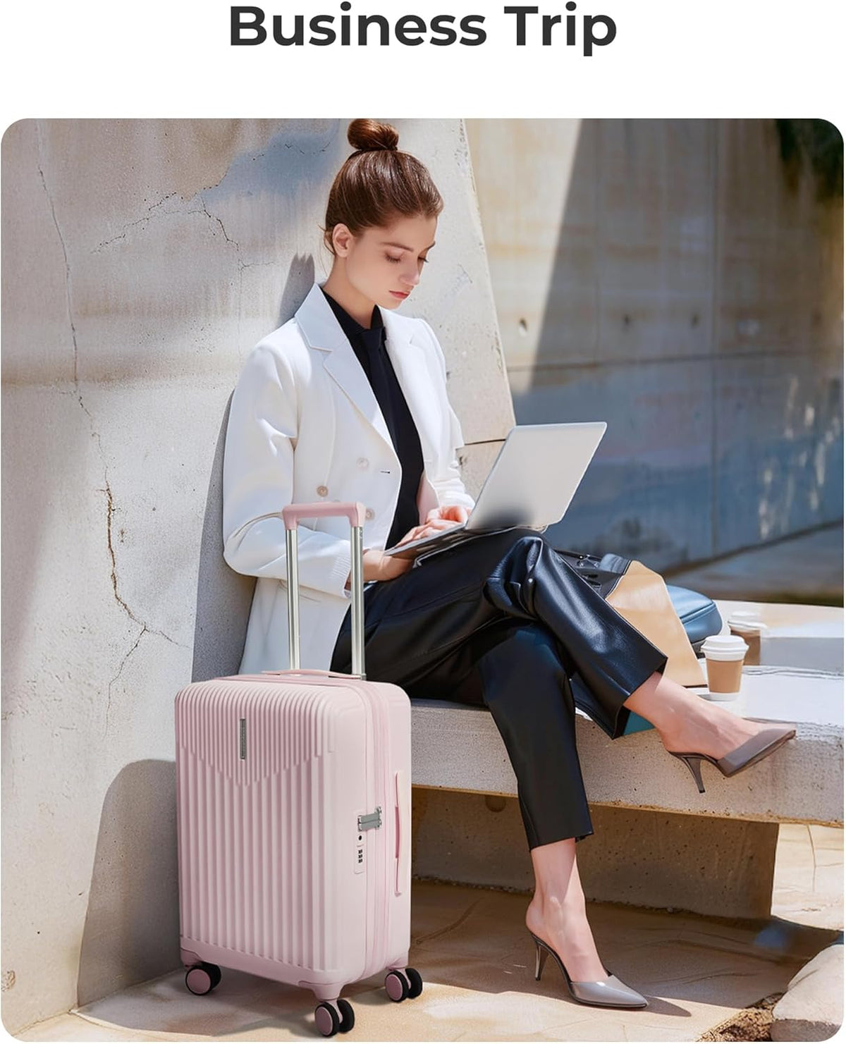 Carry On Luggage 22x14x9 Airline Approved with Spinner Wheels,100% PC Hardside Expandable Luggage with TSA Lock for Trips, 20 Inch Rolling Suitcases for Men Women,BlackPink