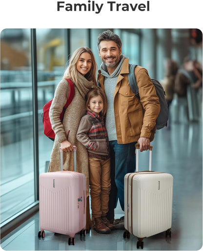 Carry On Luggage 22x14x9 Airline Approved with Spinner Wheels,100% PC Hardside Expandable Luggage with TSA Lock for Trips, 20 Inch Rolling Suitcases for Men Women,BlackPink