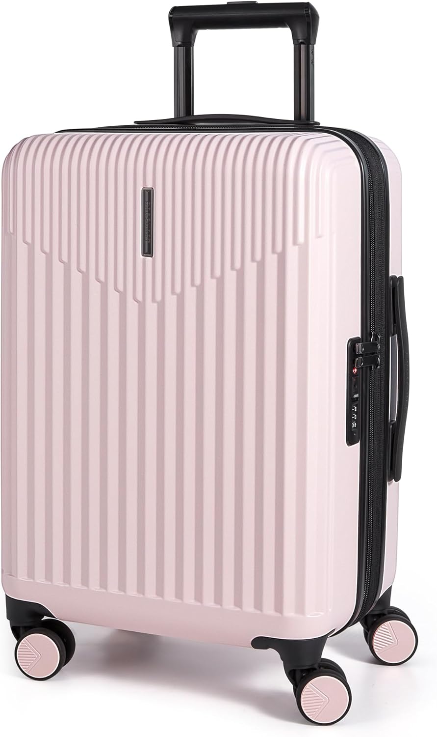 Carry On Luggage 22x14x9 Airline Approved with Spinner Wheels,100% PC Hardside Expandable Luggage with TSA Lock for Trips, 20 Inch Rolling Suitcases for Men Women,BlackPink