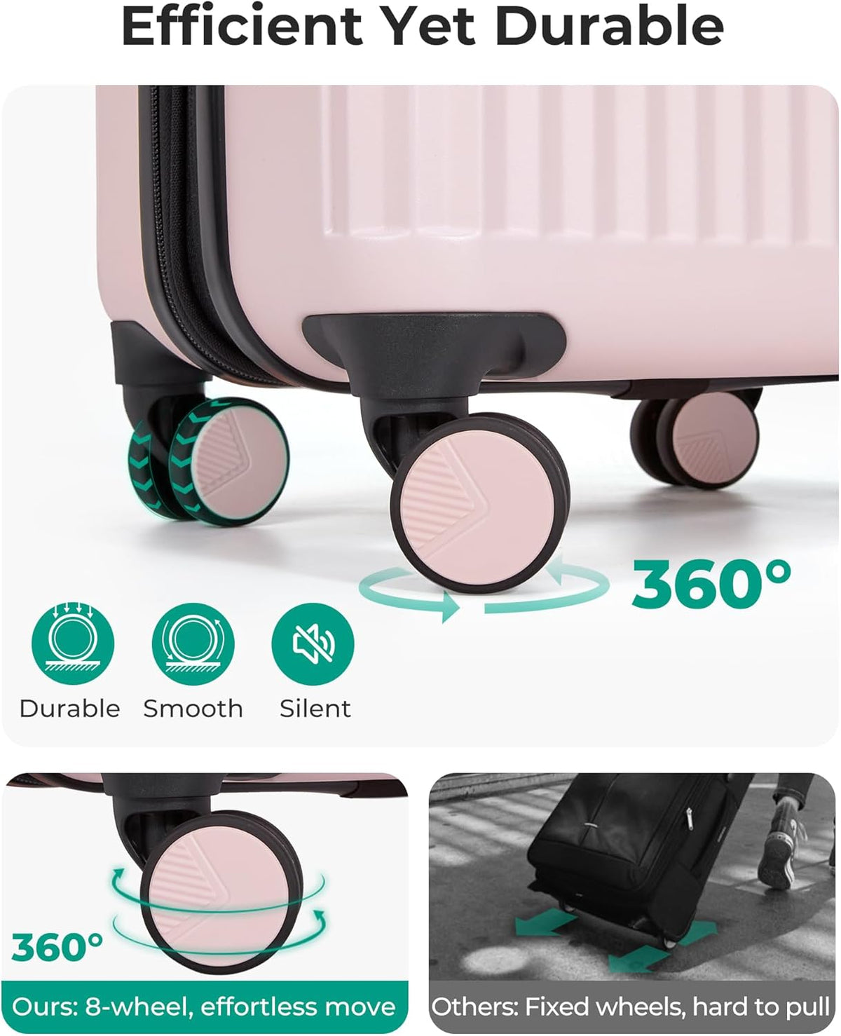 Carry On Luggage 22x14x9 Airline Approved with Spinner Wheels,100% PC Hardside Expandable Luggage with TSA Lock for Trips, 20 Inch Rolling Suitcases for Men Women,BlackPink