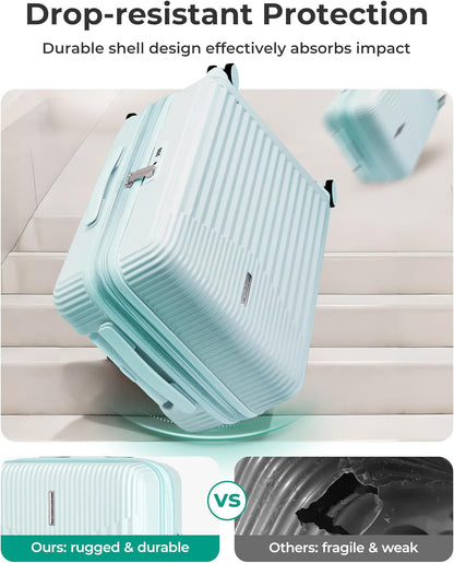 Carry On Luggage 22x14x9 Airline Approved with Spinner Wheels,100% PC Hardside Expandable Luggage with TSA Lock for Trips, 20 Inch Rolling Suitcases for Men Women,BlackPink