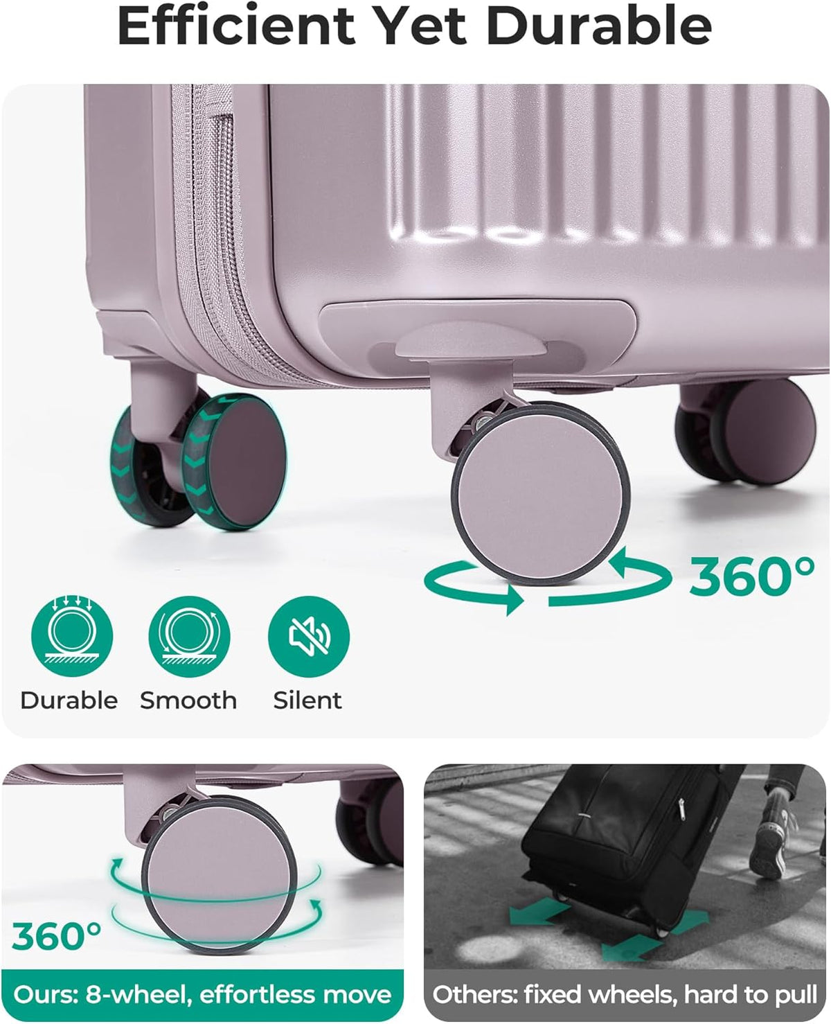 Carry On Luggage 22x14x9 Airline Approved with Spinner Wheels,100% PC Hardside Expandable Luggage with TSA Lock for Trips, 20 Inch Rolling Suitcases for Men Women,BlackPink