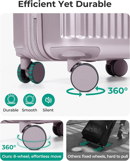 Carry On Luggage 22x14x9 Airline Approved with Spinner Wheels,100% PC Hardside Expandable Luggage with TSA Lock for Trips, 20 Inch Rolling Suitcases for Men Women,BlackPink