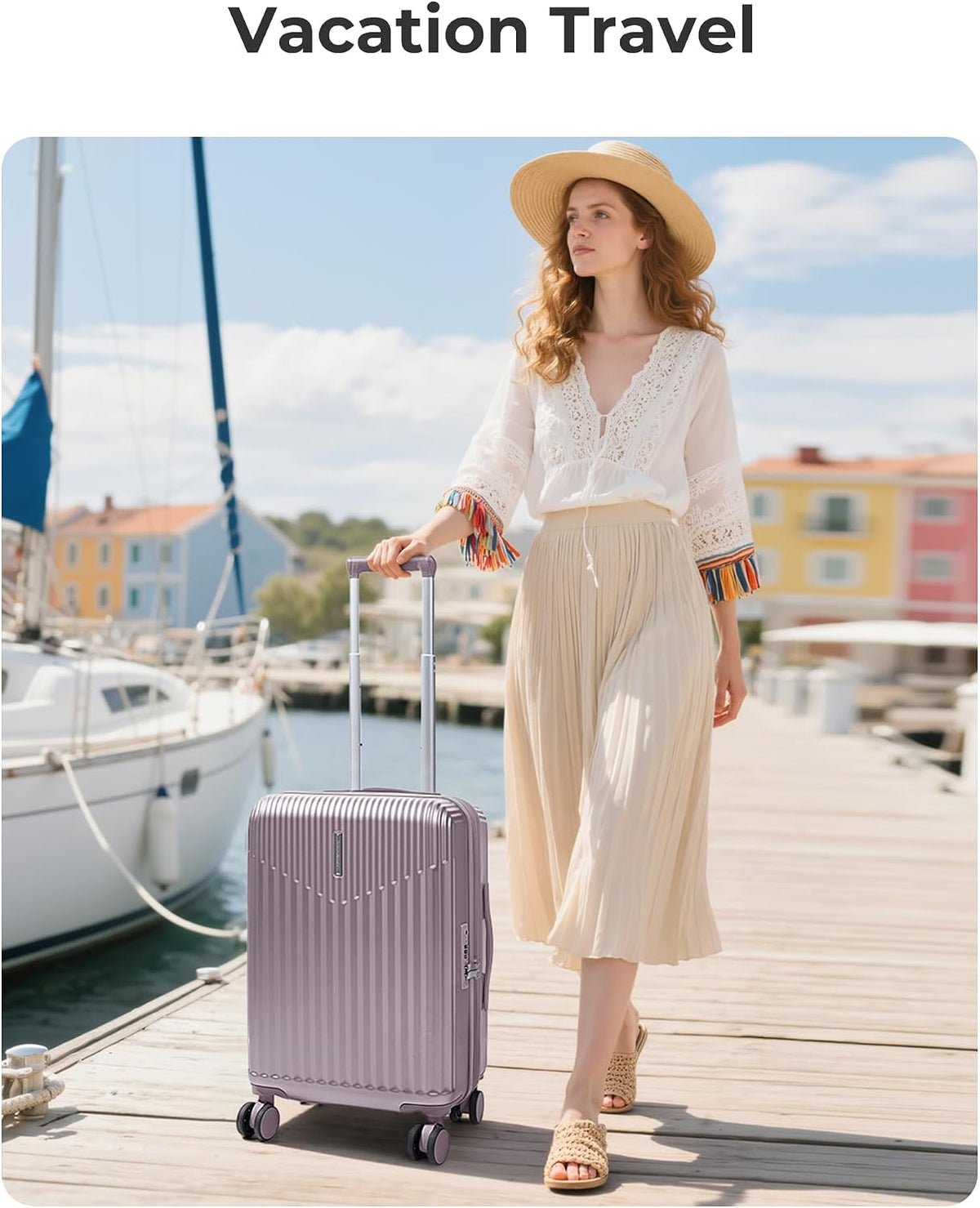Carry On Luggage 22x14x9 Airline Approved with Spinner Wheels,100% PC Hardside Expandable Luggage with TSA Lock for Trips, 20 Inch Rolling Suitcases for Men Women,BlackPink