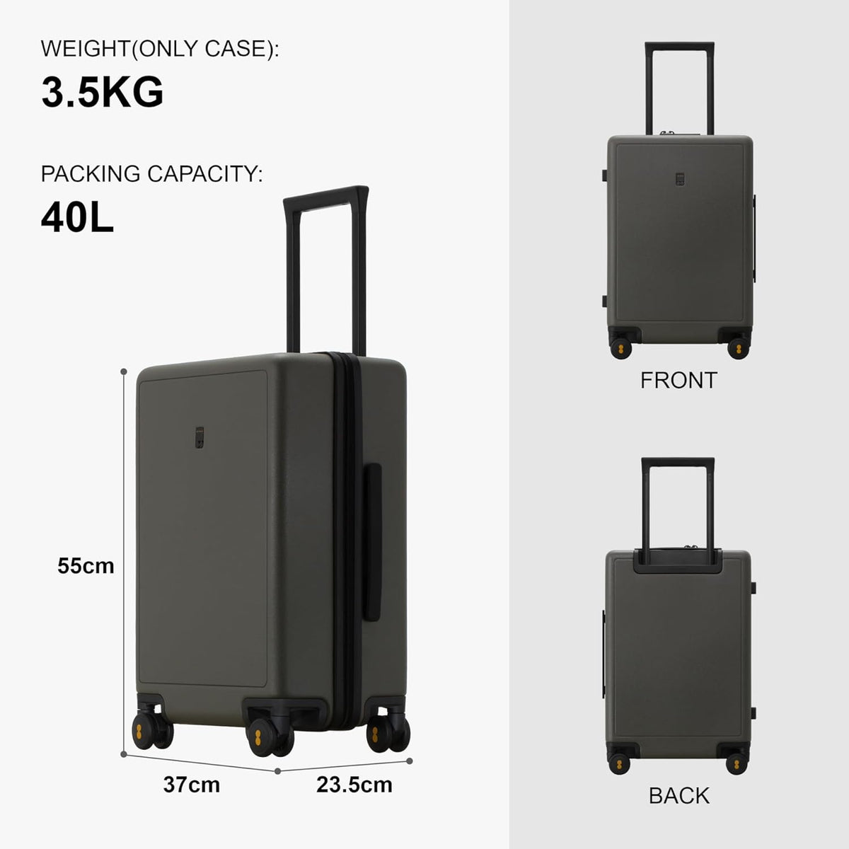 Elegance Carry-on Suitcase, 20 Inch Carry on Luggage, Hardside Large Suitcases with Wheels, Tavel Bag with Tsa Lock, Olive Green