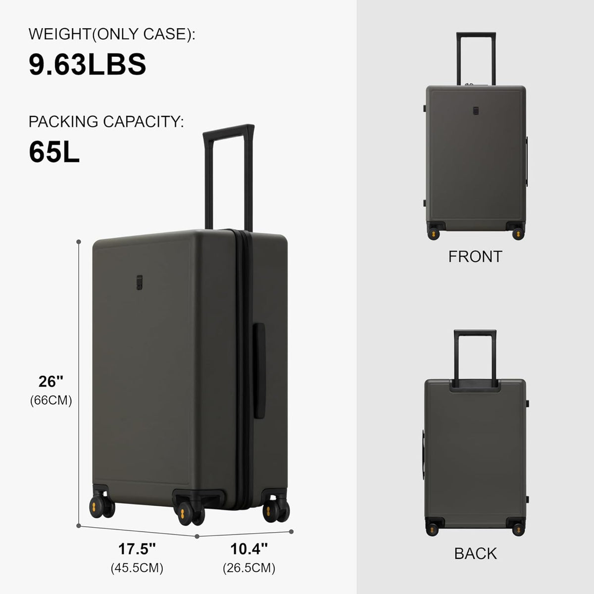 Elegance Carry-on Suitcase, 20 Inch Carry on Luggage, Hardside Large Suitcases with Wheels, Tavel Bag with Tsa Lock, Olive Green