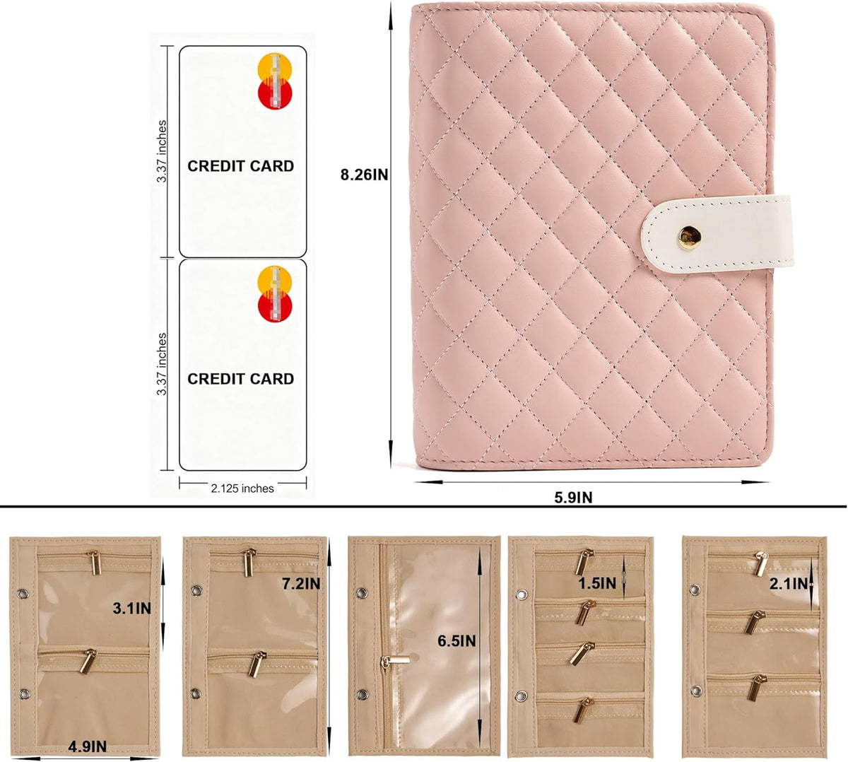 Women’s Travel Jewelry Case - Jewelry Ponch PU Leather Bag Ring Binder Organizer with Zipper Velvet Jewelry Pouches Bags - Cream White