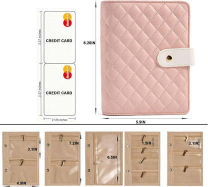 Women’s Travel Jewelry Case - Jewelry Ponch PU Leather Bag Ring Binder Organizer with Zipper Velvet Jewelry Pouches Bags - Cream White