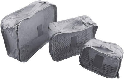 MOCOFO 6-Piece Travel Luggage Storage Bag Set - 3 Travel Storage Bags + 3 Small Clothing Organizers (Black)