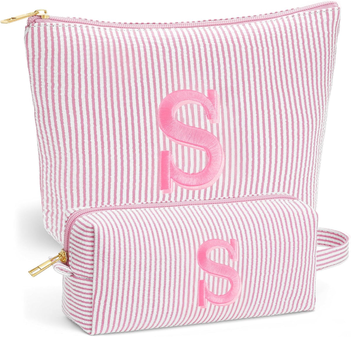 Birthday Gifts for Women - Initial Travel Makeup Bag for Women, Teen Girl Gifts Trendy Stuff, Birthday Gift for Women Girls Teen Girls, Pink Travel Makeup Bag - Letter A