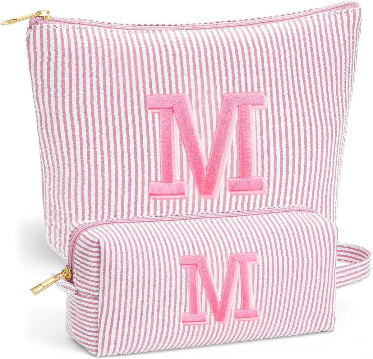 Birthday Gifts for Women - Initial Travel Makeup Bag for Women, Teen Girl Gifts Trendy Stuff, Birthday Gift for Women Girls Teen Girls, Pink Travel Makeup Bag - Letter A