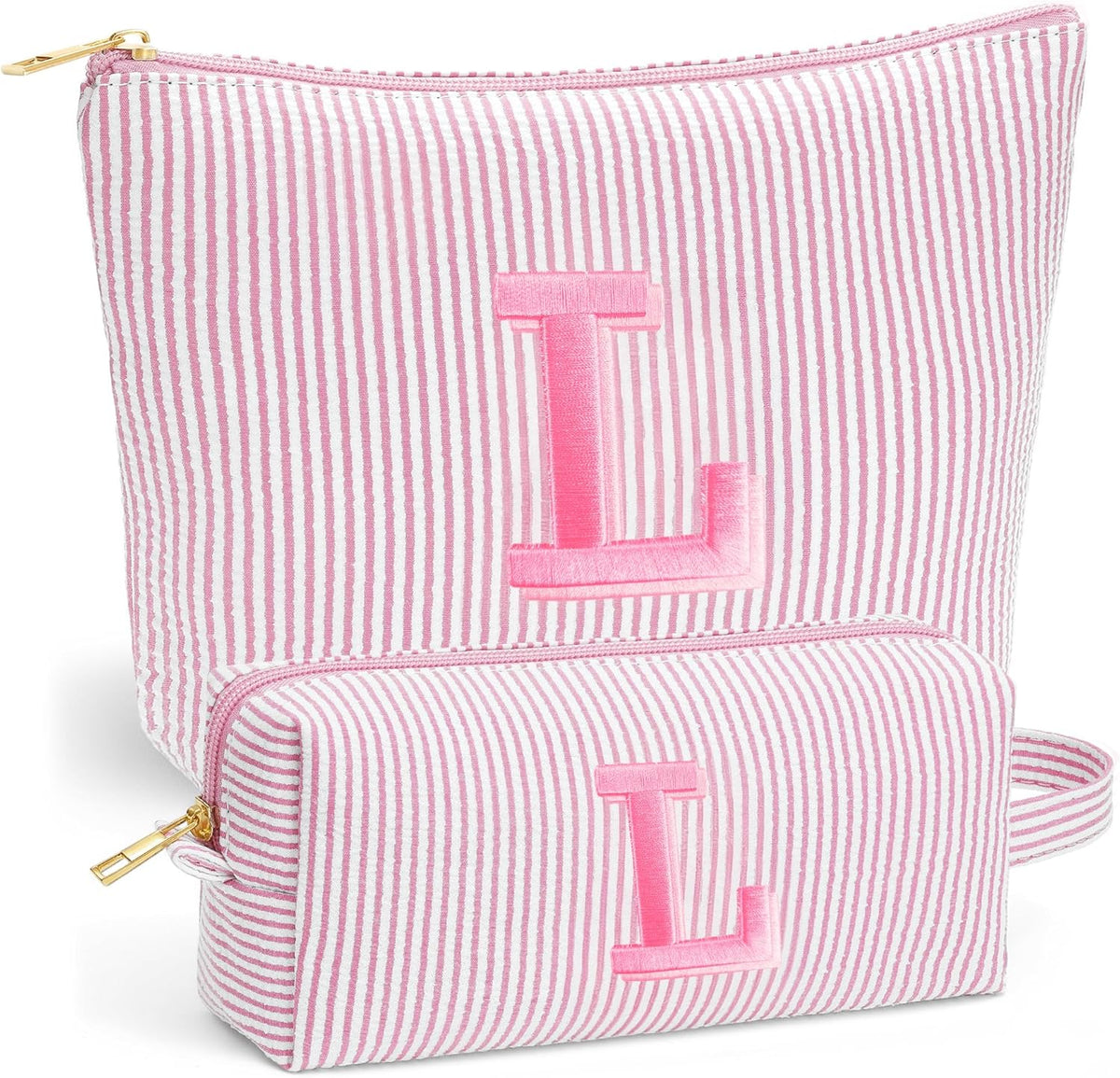 Birthday Gifts for Women - Initial Travel Makeup Bag for Women, Teen Girl Gifts Trendy Stuff, Birthday Gift for Women Girls Teen Girls, Pink Travel Makeup Bag - Letter A
