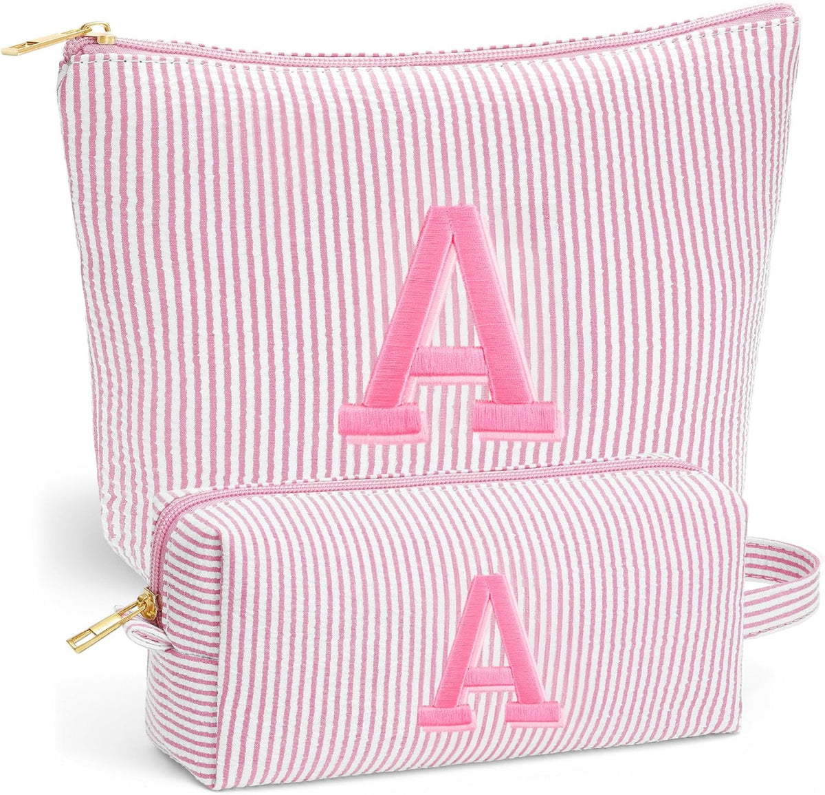 Birthday Gifts for Women - Initial Travel Makeup Bag for Women, Teen Girl Gifts Trendy Stuff, Birthday Gift for Women Girls Teen Girls, Pink Travel Makeup Bag - Letter A