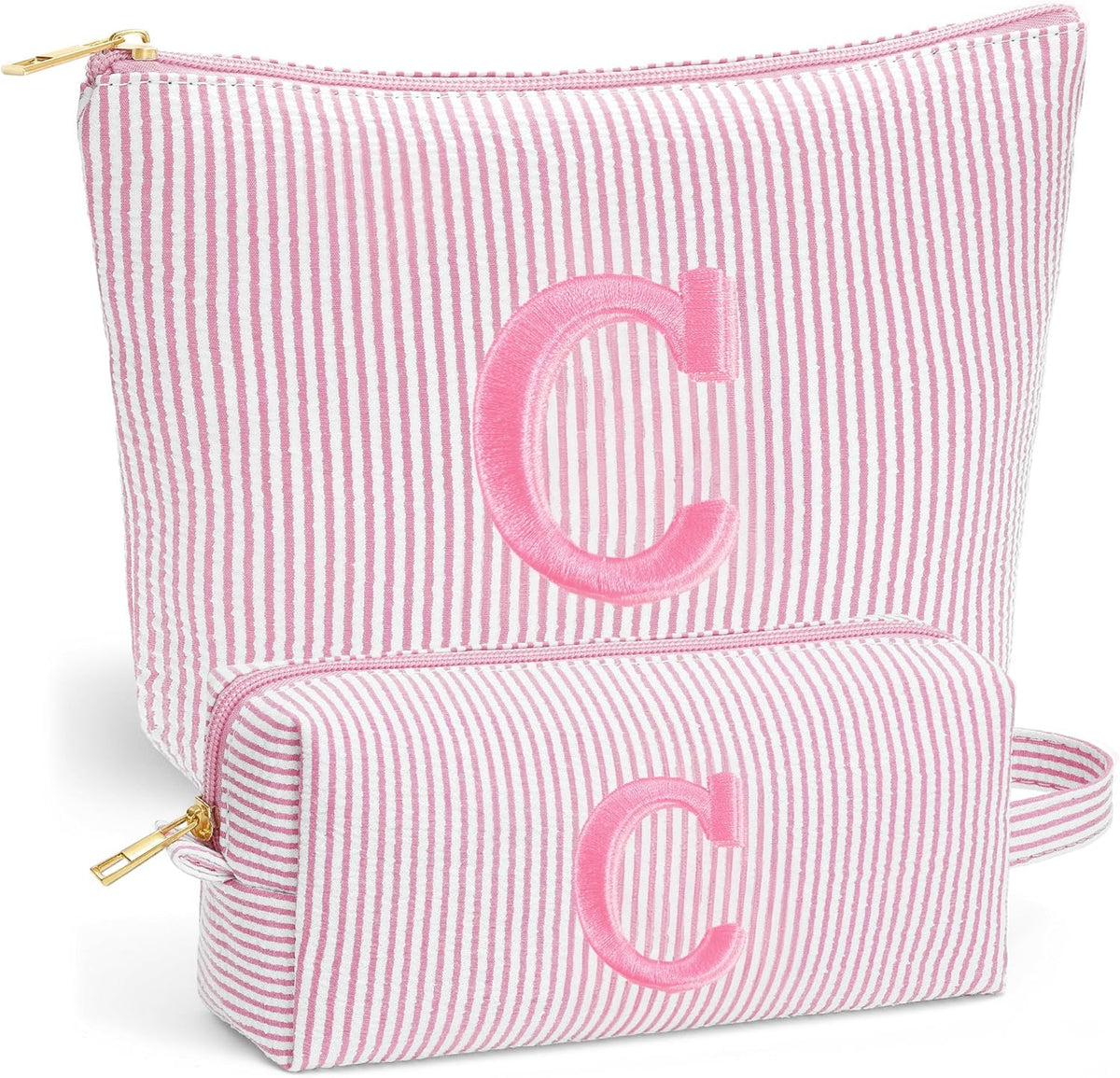 Birthday Gifts for Women - Initial Travel Makeup Bag for Women, Teen Girl Gifts Trendy Stuff, Birthday Gift for Women Girls Teen Girls, Pink Travel Makeup Bag - Letter A