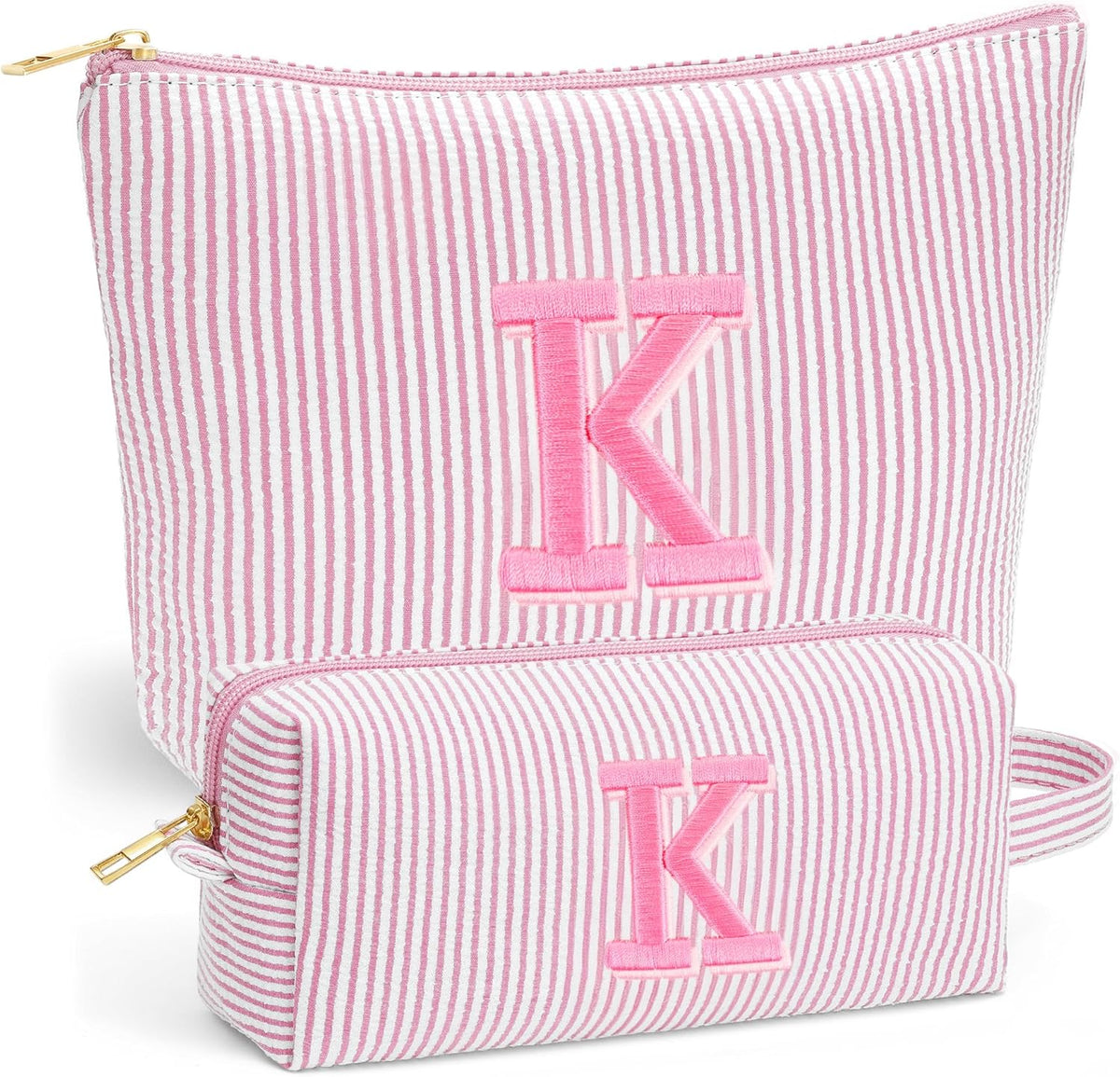 Birthday Gifts for Women - Initial Travel Makeup Bag for Women, Teen Girl Gifts Trendy Stuff, Birthday Gift for Women Girls Teen Girls, Pink Travel Makeup Bag - Letter A
