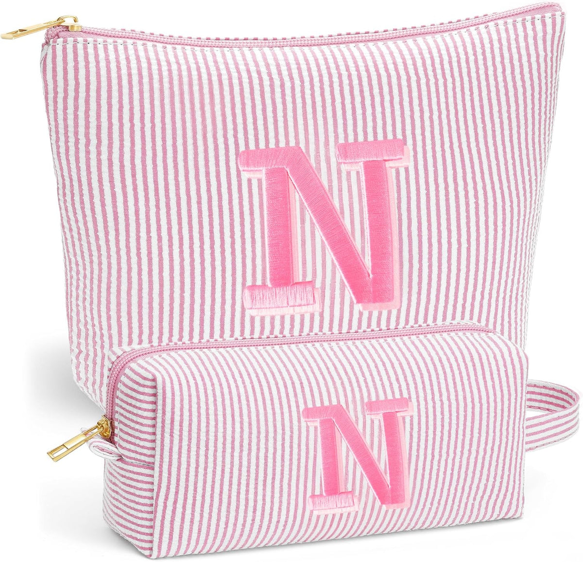 Birthday Gifts for Women - Initial Travel Makeup Bag for Women, Teen Girl Gifts Trendy Stuff, Birthday Gift for Women Girls Teen Girls, Pink Travel Makeup Bag - Letter A