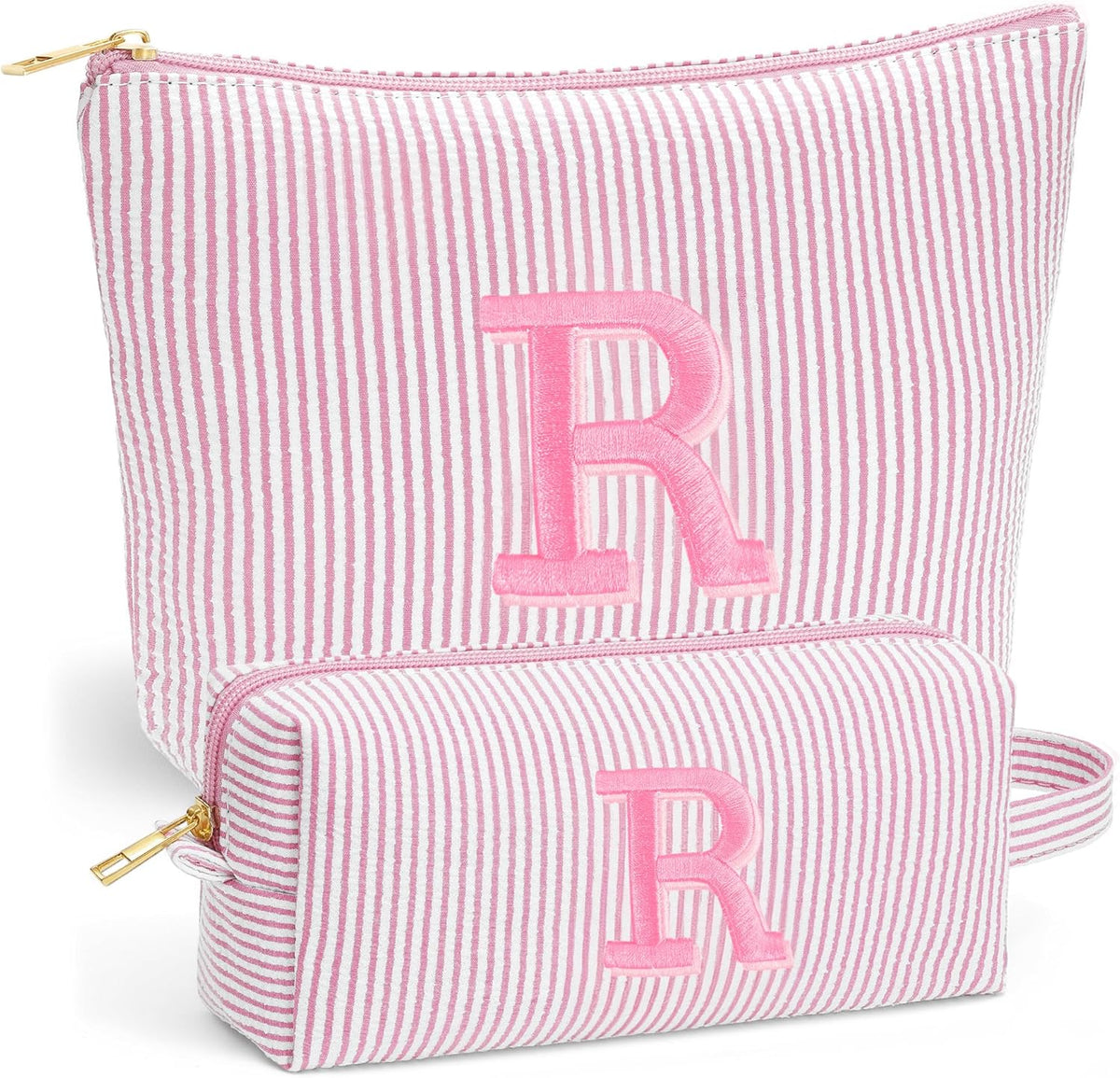 Birthday Gifts for Women - Initial Travel Makeup Bag for Women, Teen Girl Gifts Trendy Stuff, Birthday Gift for Women Girls Teen Girls, Pink Travel Makeup Bag - Letter A