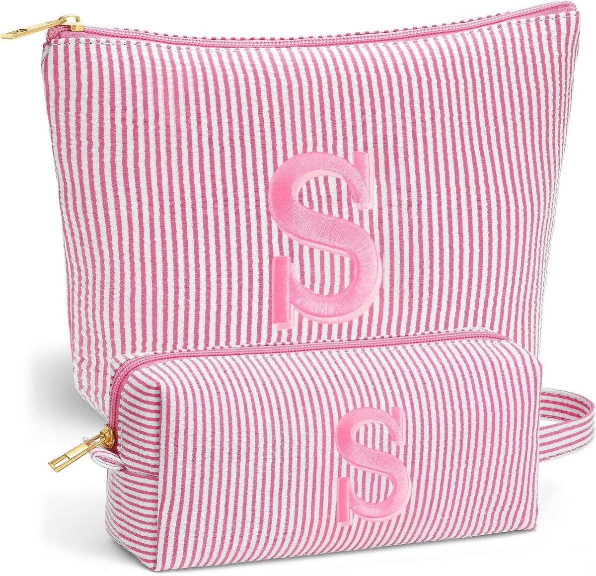 Birthday Gifts for Women - Initial Travel Makeup Bag for Women, Teen Girl Gifts Trendy Stuff, Birthday Gift for Women Girls Teen Girls, Pink Travel Makeup Bag - Letter A