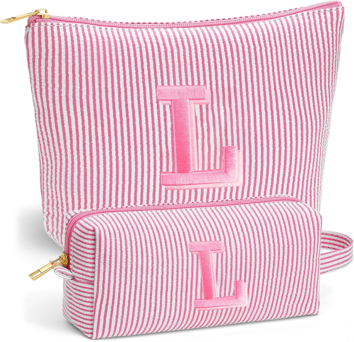 Birthday Gifts for Women - Initial Travel Makeup Bag for Women, Teen Girl Gifts Trendy Stuff, Birthday Gift for Women Girls Teen Girls, Pink Travel Makeup Bag - Letter A