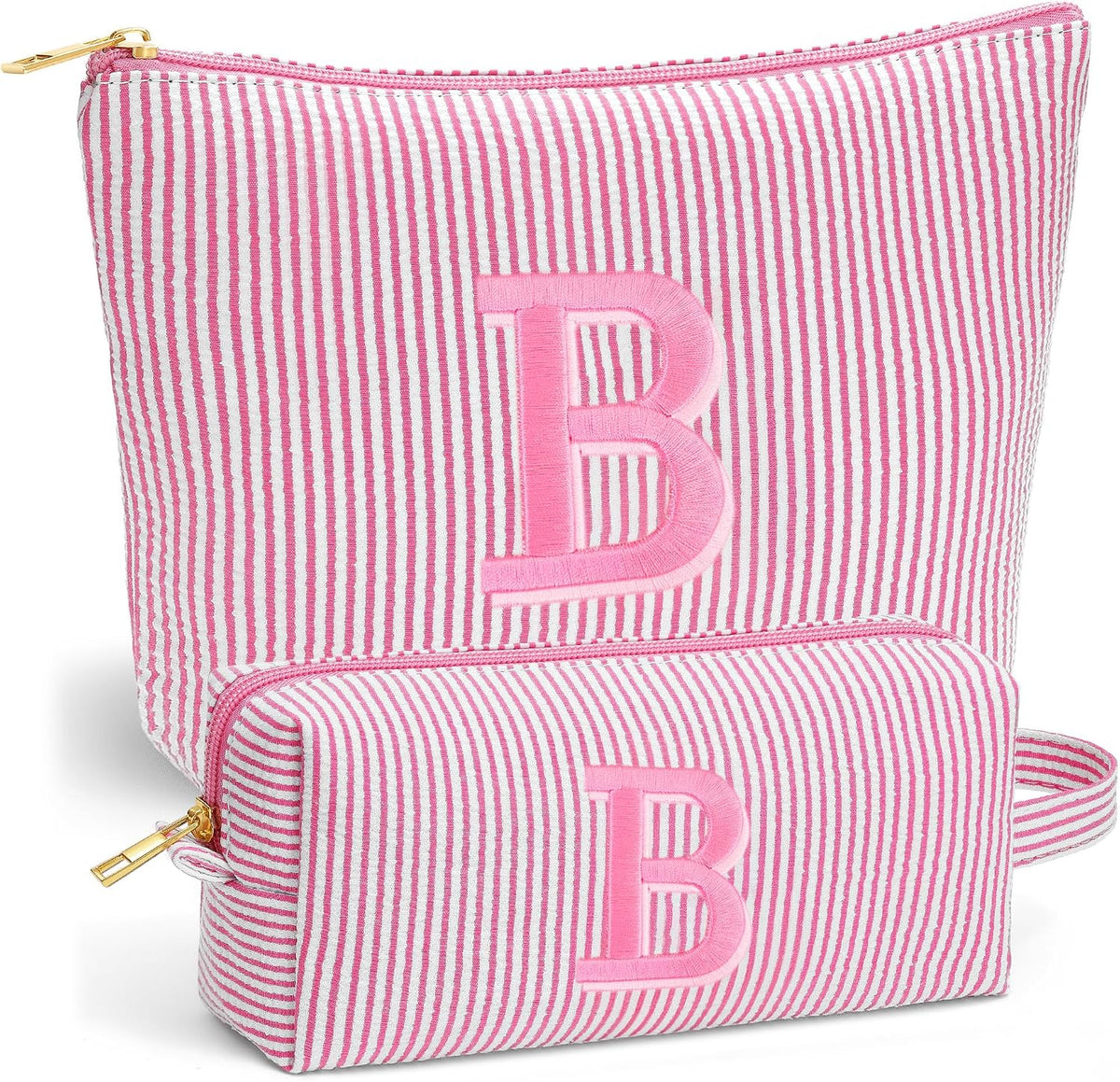 Birthday Gifts for Women - Initial Travel Makeup Bag for Women, Teen Girl Gifts Trendy Stuff, Birthday Gift for Women Girls Teen Girls, Pink Travel Makeup Bag - Letter A