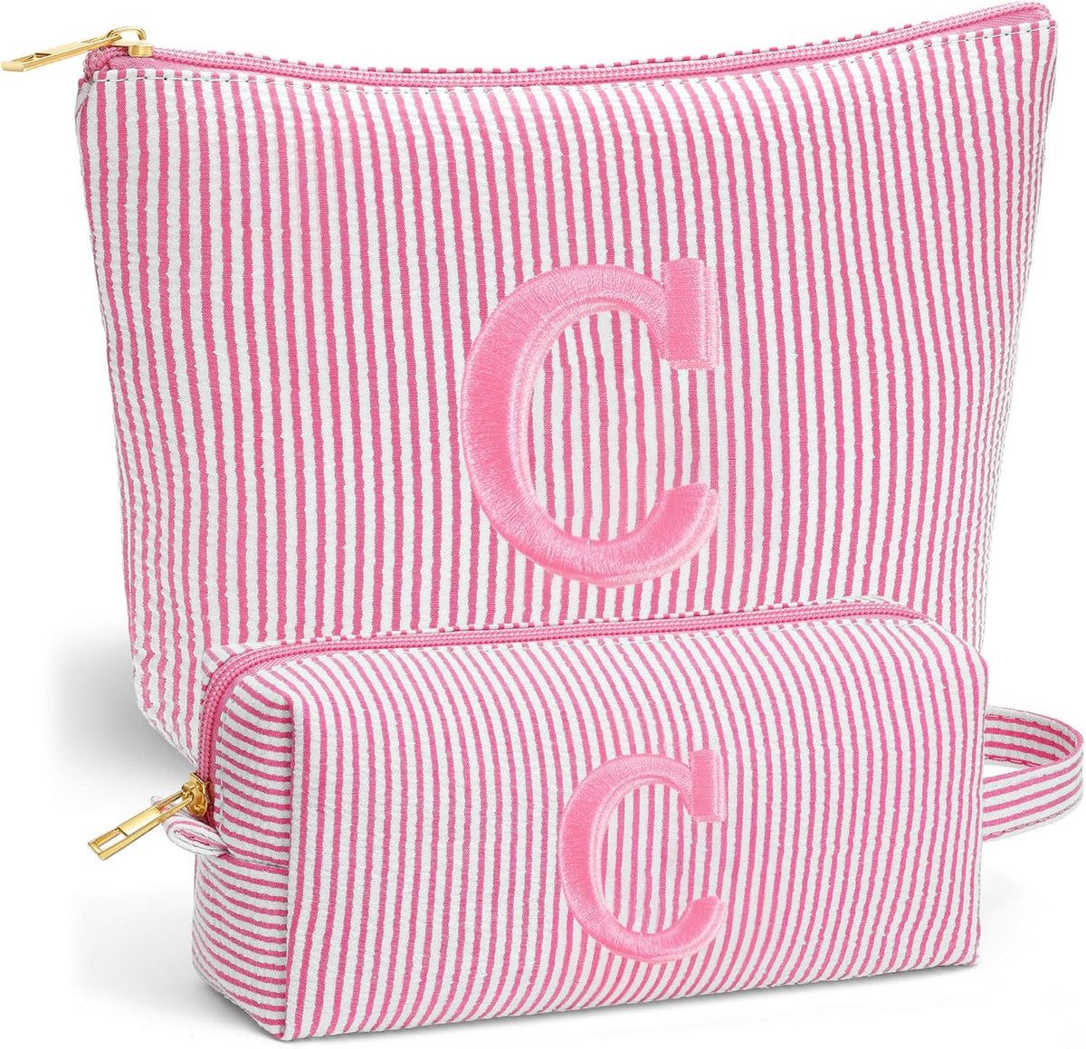 Birthday Gifts for Women - Initial Travel Makeup Bag for Women, Teen Girl Gifts Trendy Stuff, Birthday Gift for Women Girls Teen Girls, Pink Travel Makeup Bag - Letter A