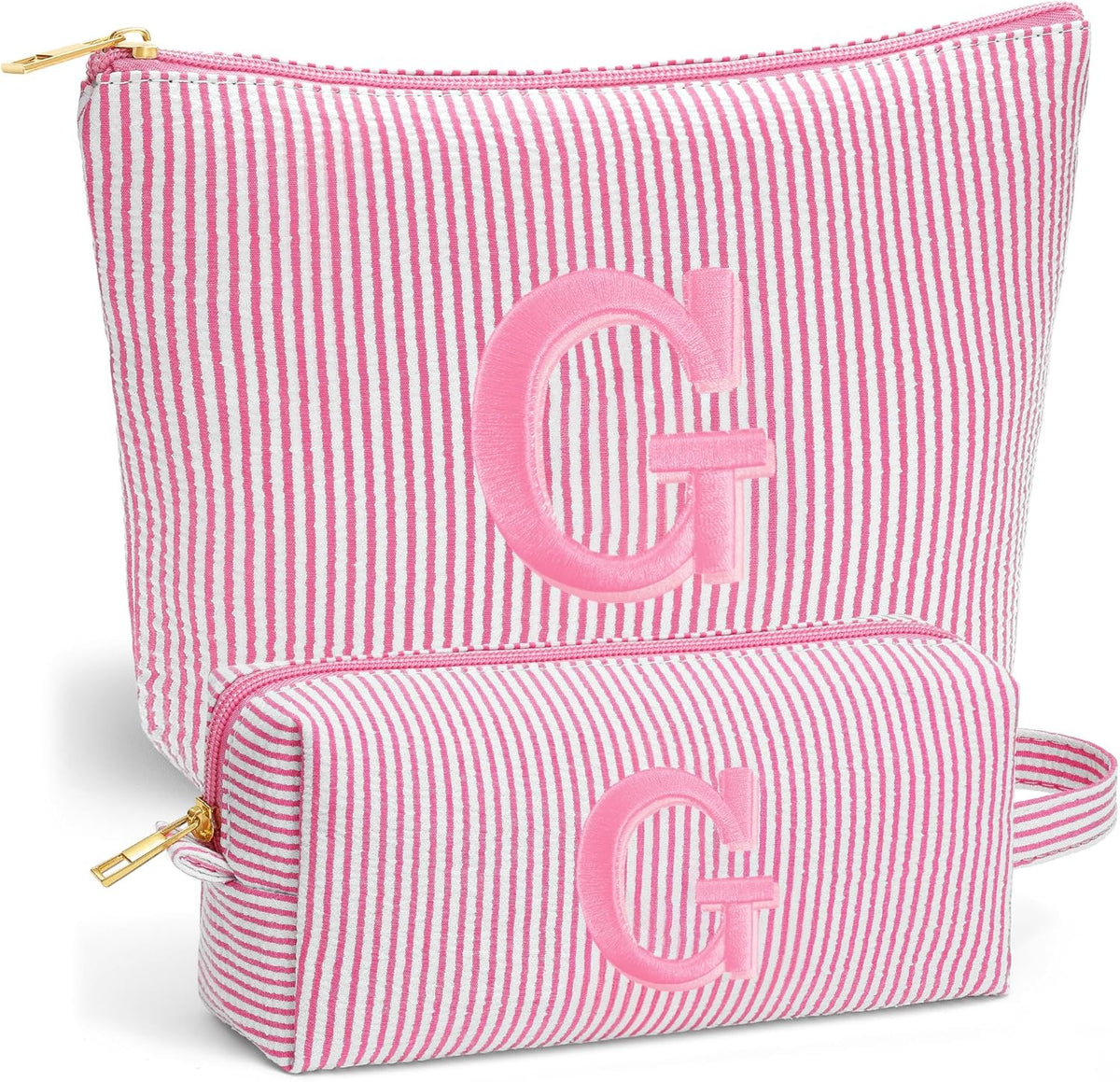 Birthday Gifts for Women - Initial Travel Makeup Bag for Women, Teen Girl Gifts Trendy Stuff, Birthday Gift for Women Girls Teen Girls, Pink Travel Makeup Bag - Letter A