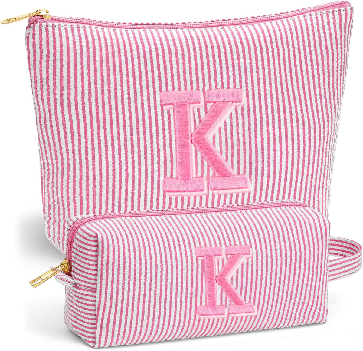 Birthday Gifts for Women - Initial Travel Makeup Bag for Women, Teen Girl Gifts Trendy Stuff, Birthday Gift for Women Girls Teen Girls, Pink Travel Makeup Bag - Letter A