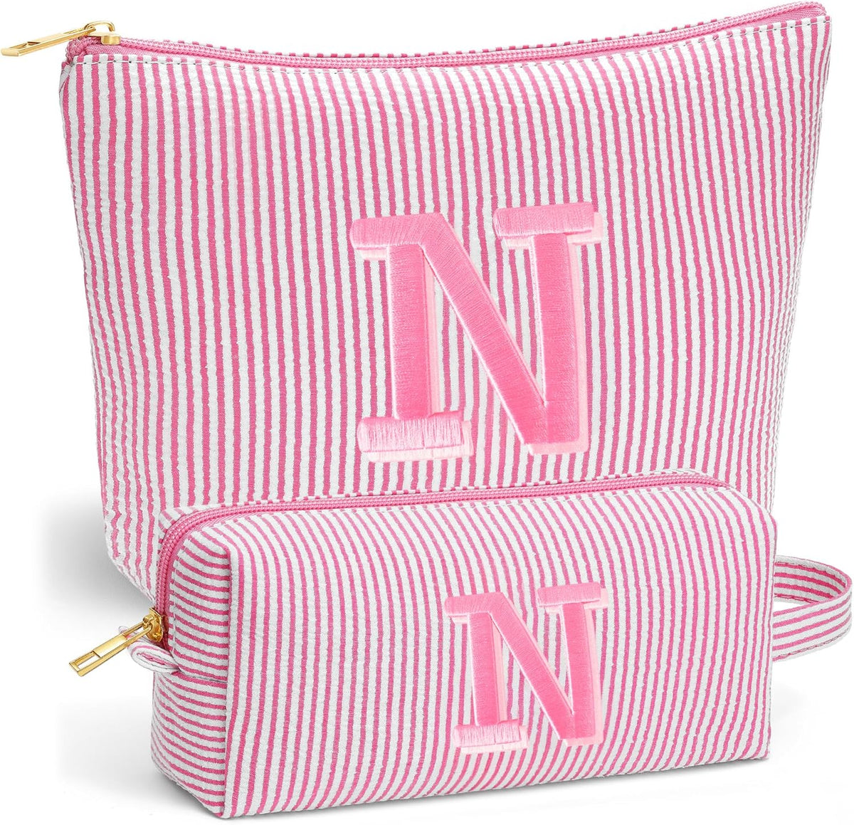 Birthday Gifts for Women - Initial Travel Makeup Bag for Women, Teen Girl Gifts Trendy Stuff, Birthday Gift for Women Girls Teen Girls, Pink Travel Makeup Bag - Letter A